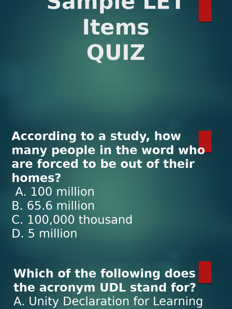 LET Quiz on Disabilities and Education | PDF | Inclusion (Education ...