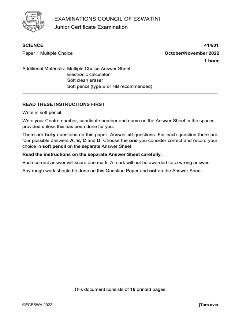 JC Science 2022 Question Paper 1 | PDF | Atrium (Heart) | Heart