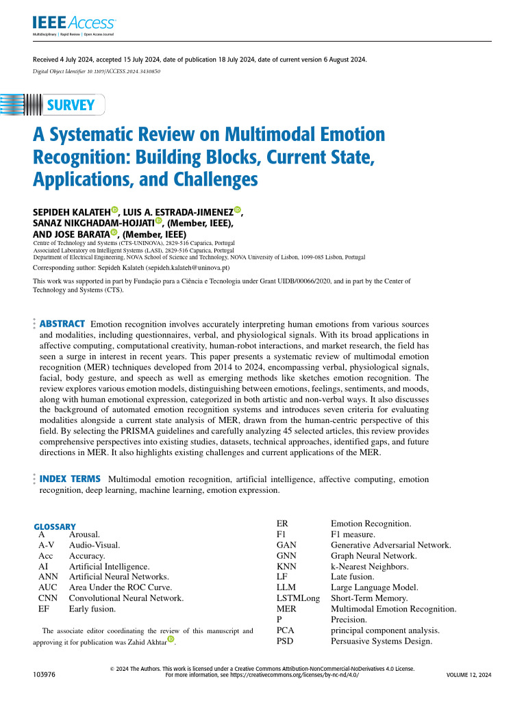 Systematic Review of Multimodal Emotion Recognition | PDF | Emotions ...