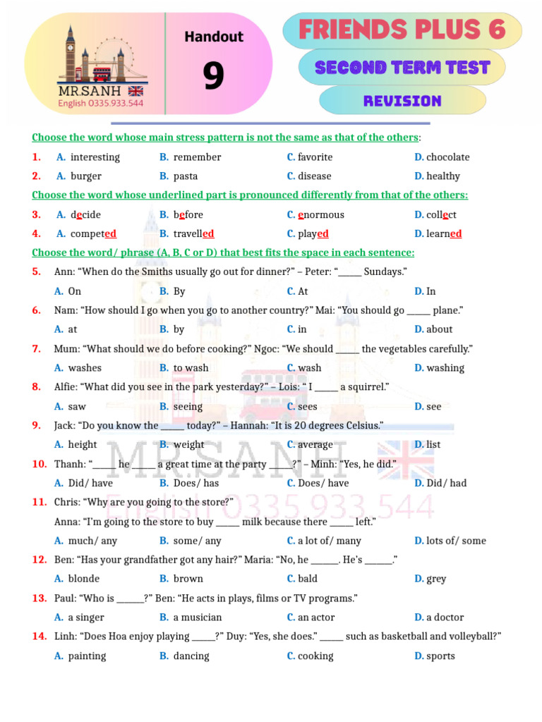 Fp6-Secondterm-7 Tests | PDF | Foods