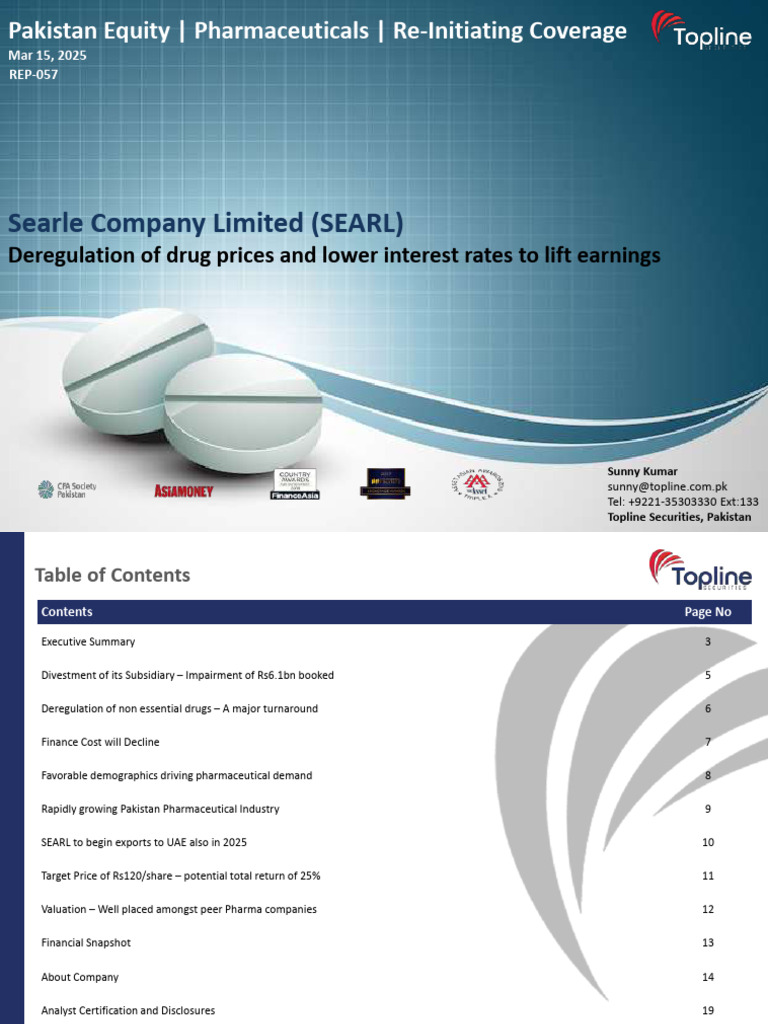 Searle Company Limited (SEARL) - Deregulation of Drug Prices and Lower ...