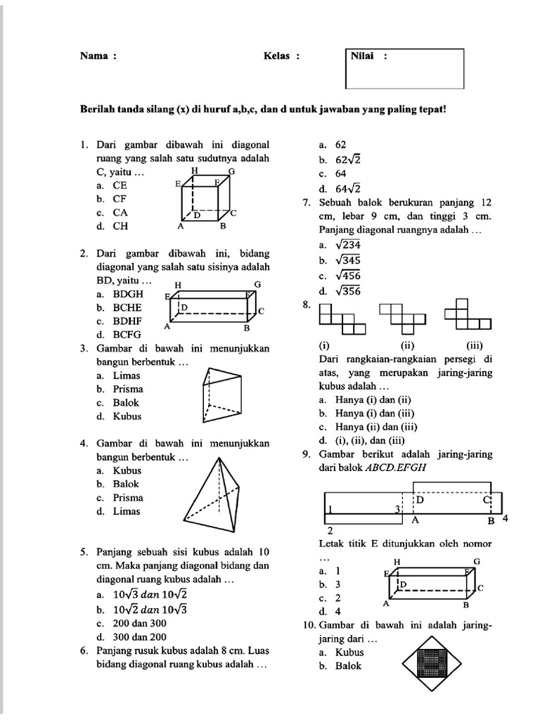 Soal Bangun Ruang PG | PDF