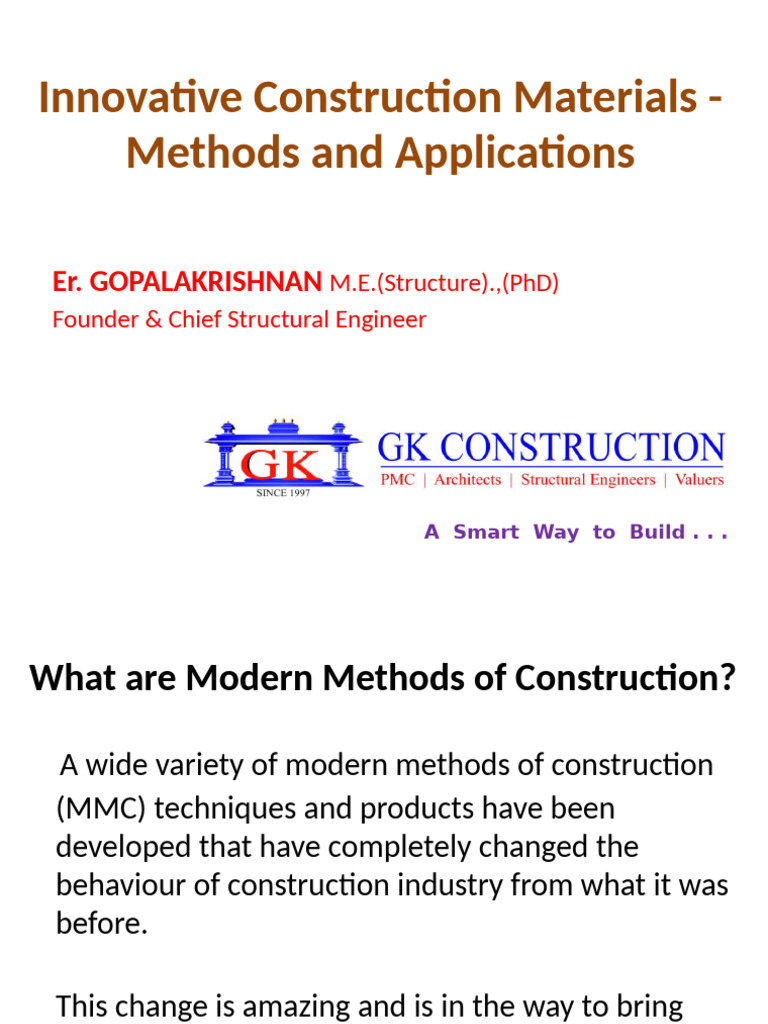 Modern Construction Methods Overview | PDF | Concrete | Prestressed ...