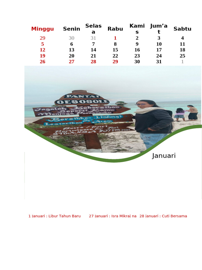 Kalender Januari 2025 Lengkap PDF | PDF