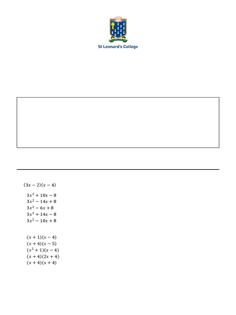Year 9 Algebra Techniques Test | PDF | Area | Length