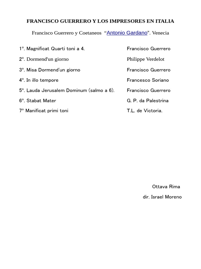 PROGRAMA OTTAVA RIMA - Francisco Guerrero 22-Mayo-2024 | PDF
