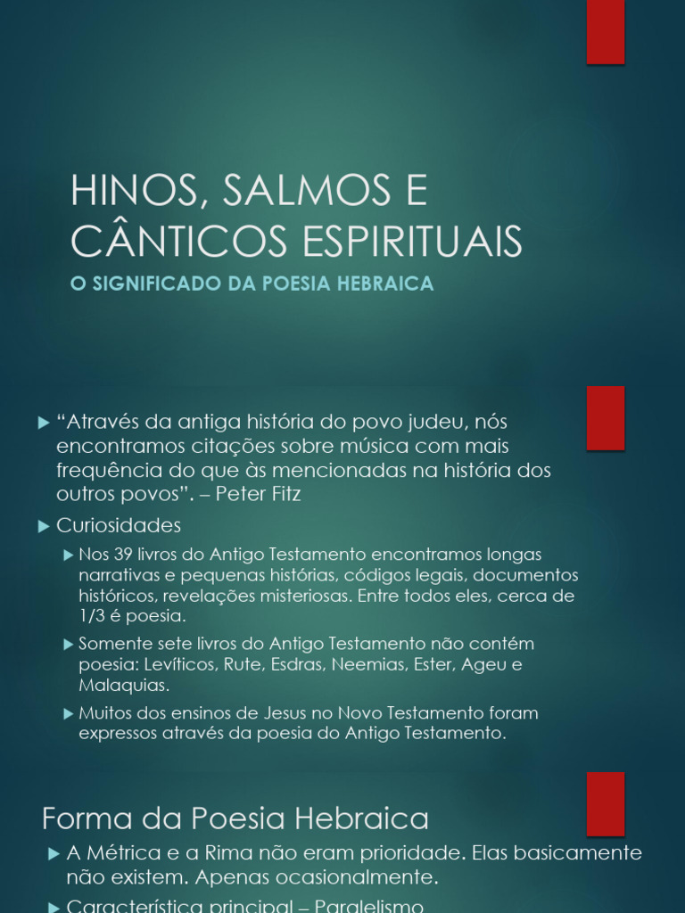 Poesia Hebraica: Hinos e Salmos | PDF | Salmos | Hinos