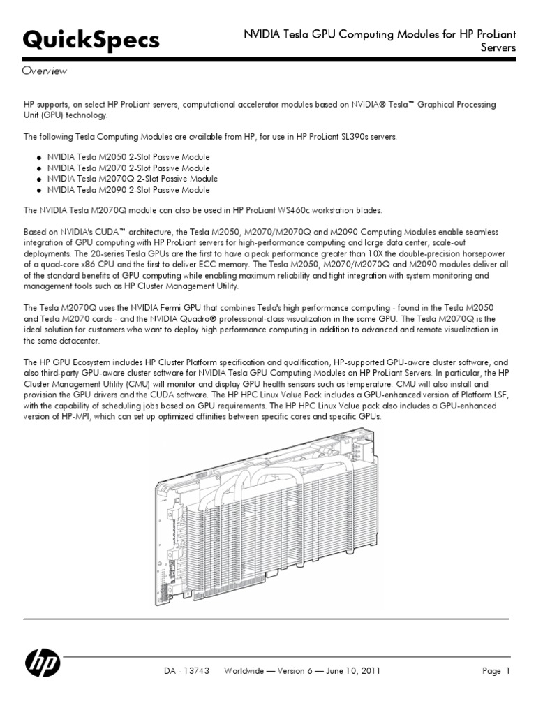 Tesla HP Datasheet | PDF | Graphics Processing Unit | Computer Cluster