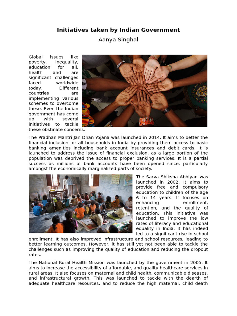 Initiatives Taken by Indian Government | PDF | Social Policy