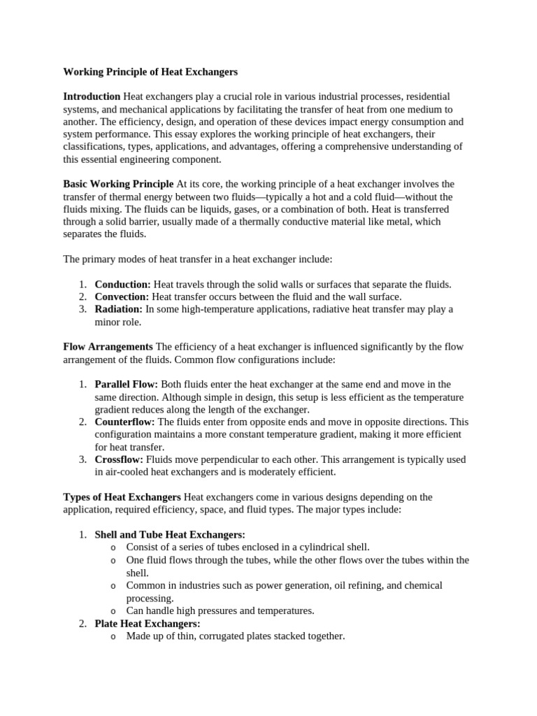 Heat Exchanger Working Principles Explained | PDF | Heat Exchanger ...