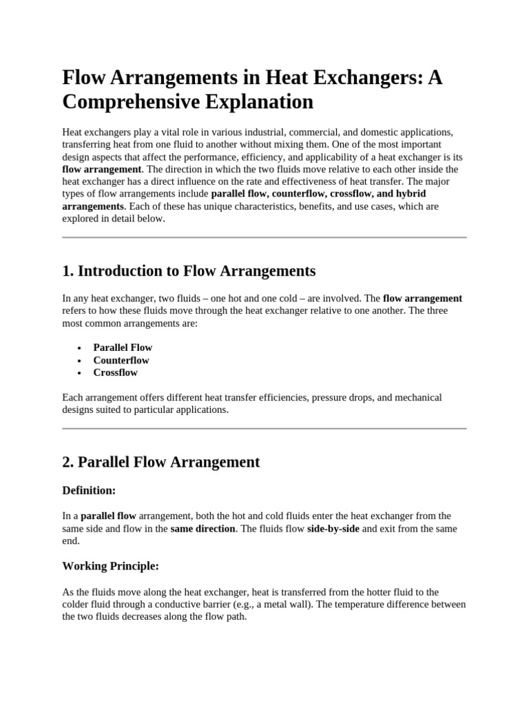 Flow Arrangements in Heat Exchangers | PDF | Heat Exchanger | Heat Transfer