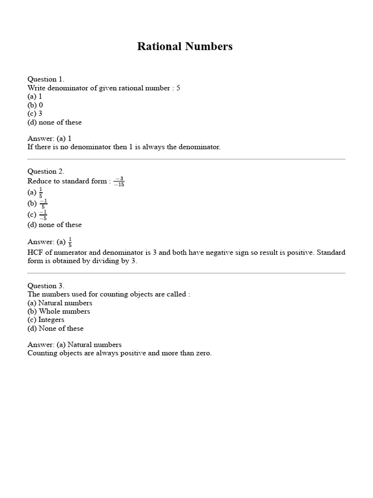 Understanding Rational Numbers and Their Properties | PDF | Rational ...