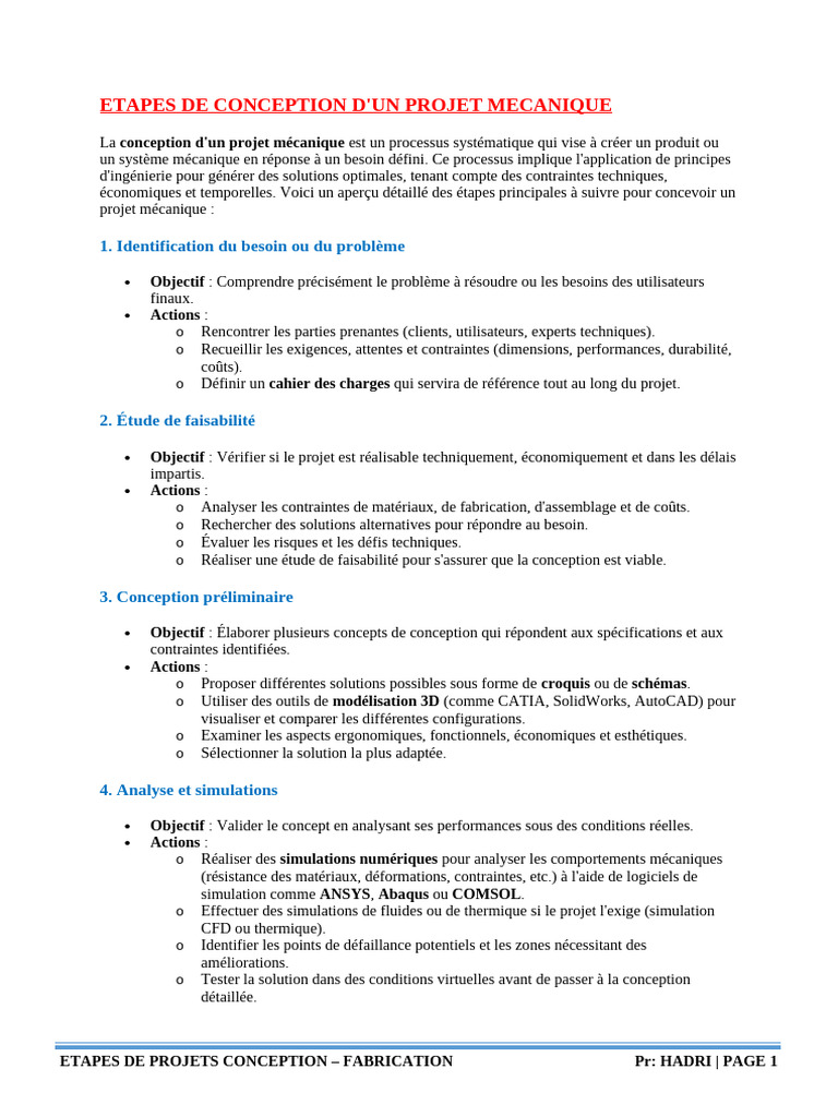 Étapes de Conception Mécanique | PDF | Conception assistée par ...