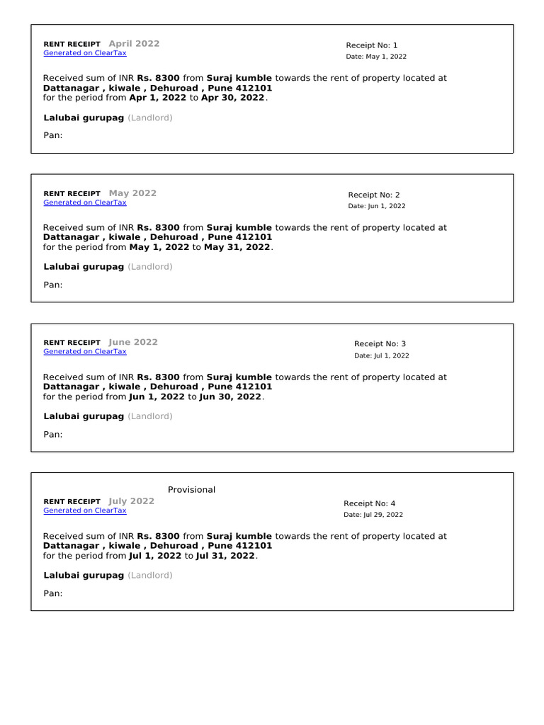 Rent Receipt | PDF