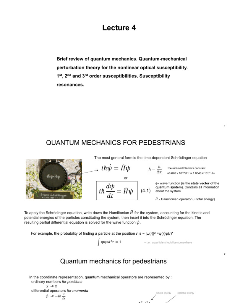 L4 - Quantum Mechanical Perturbation Theory | PDF | Hamiltonian ...