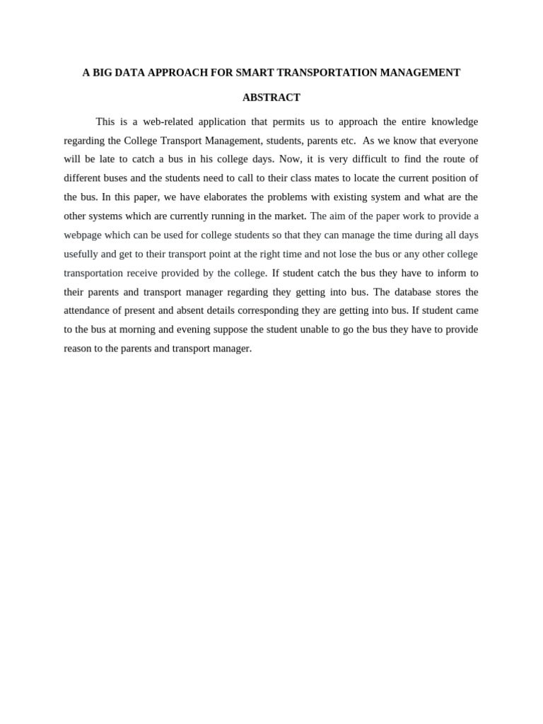 Big Data for College Transport Management | PDF | Bus | Data