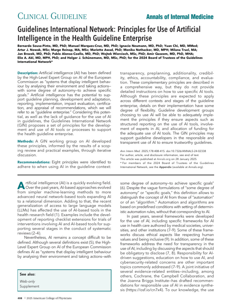 AI Principles for Health Guidelines 2025 | PDF | Artificial ...
