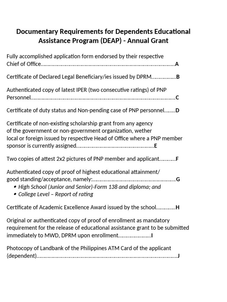 DEAP Application Requirements 2023-2024 | PDF | Government