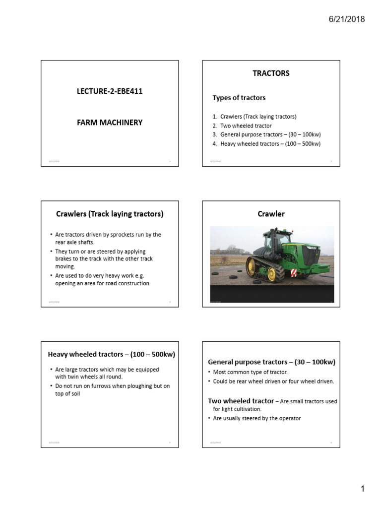 LECTURE-2 FARM MACHINERY (Compatibility Mode) | PDF | Tractor | Machines