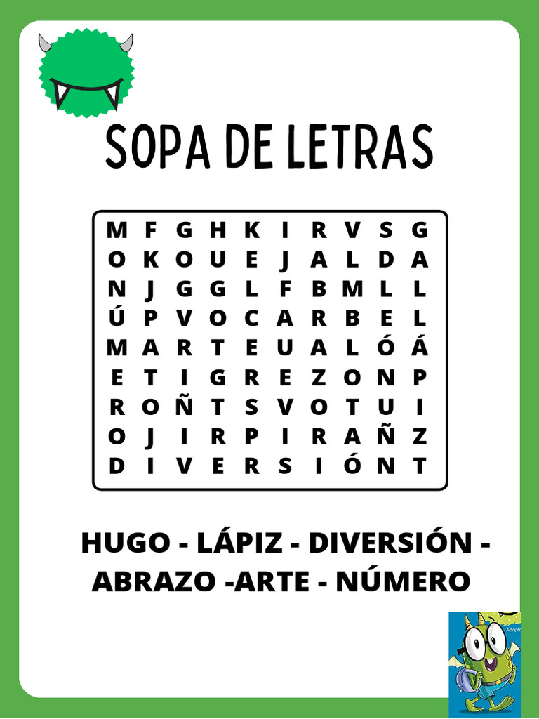Sopa de Letras Conto Hugo | PDF