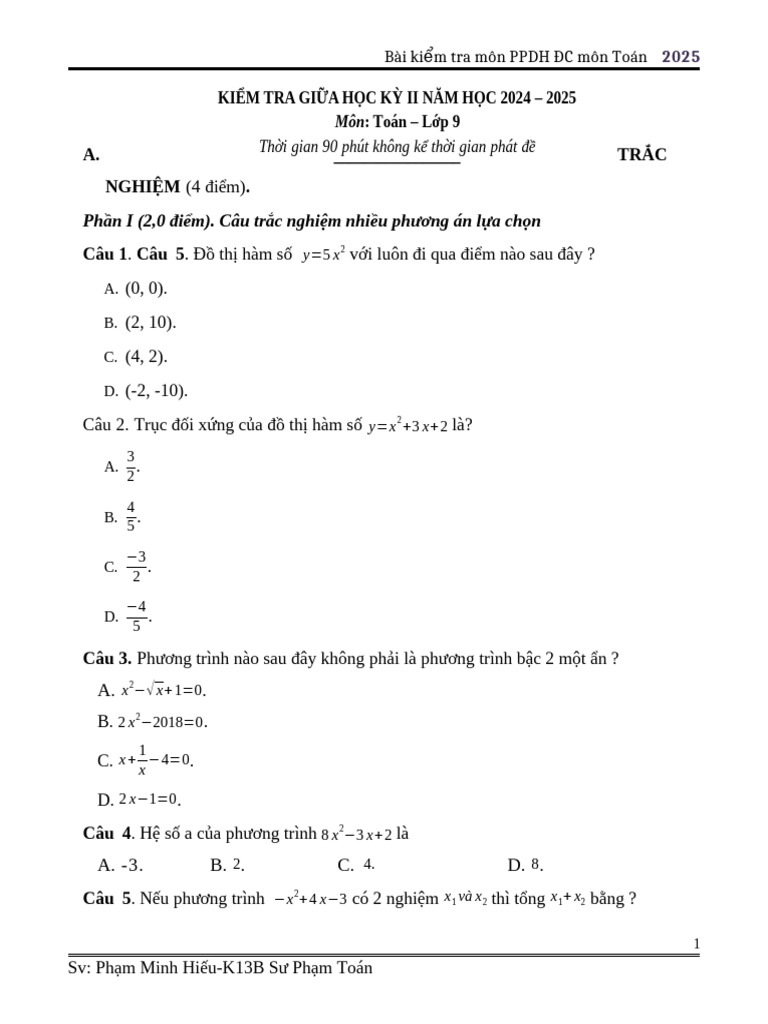 đề ktrA 1 | PDF