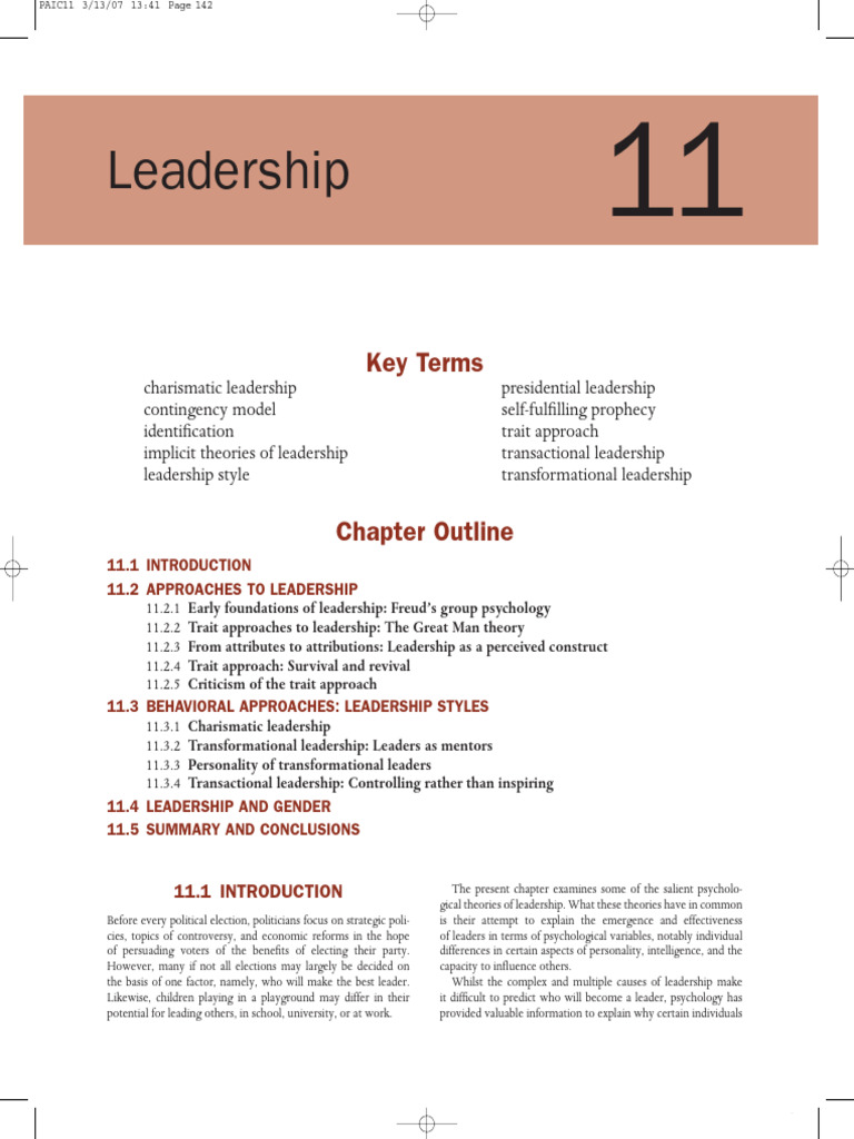 Leadership Chapter | PDF | Leadership | Psychology