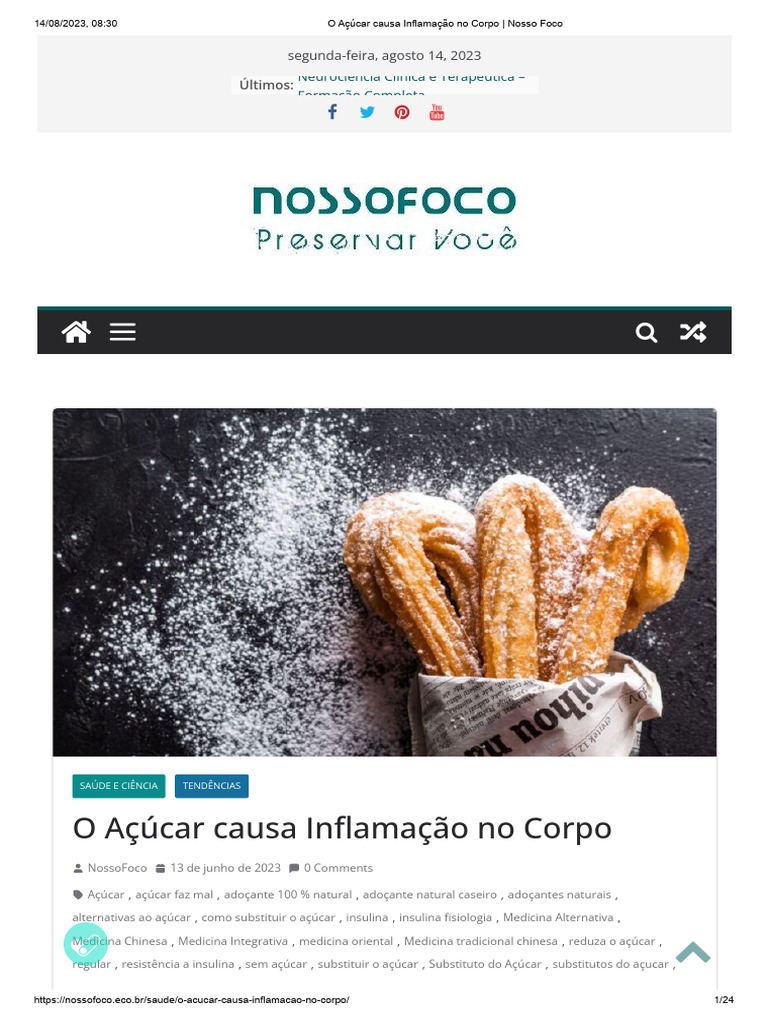 Açúcar e Inflamação: Efeitos no Corpo | PDF | Diabetes | Frutose