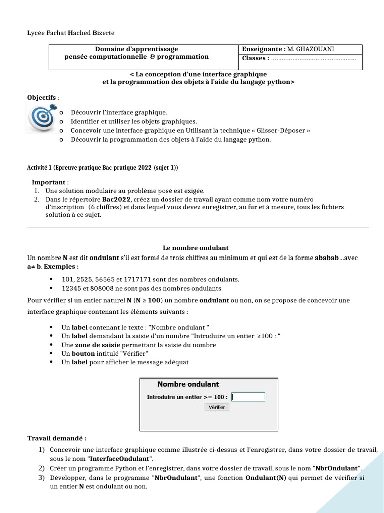 Interface graphique en Python pour Bac | PDF | Interface graphique ...