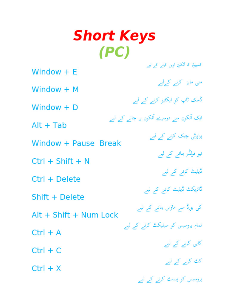 Short Keys | PDF