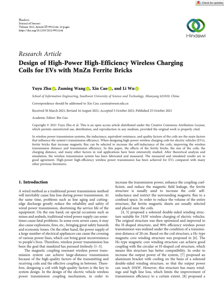 High-Efficiency Wireless Charging Coils | PDF | Inductor | Inductance