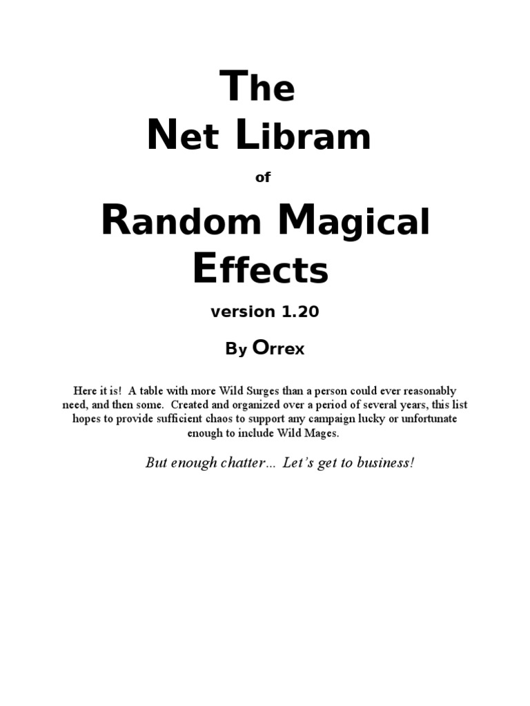Libram of Random Magical Effects | PDF | Magic (Paranormal) | Nature