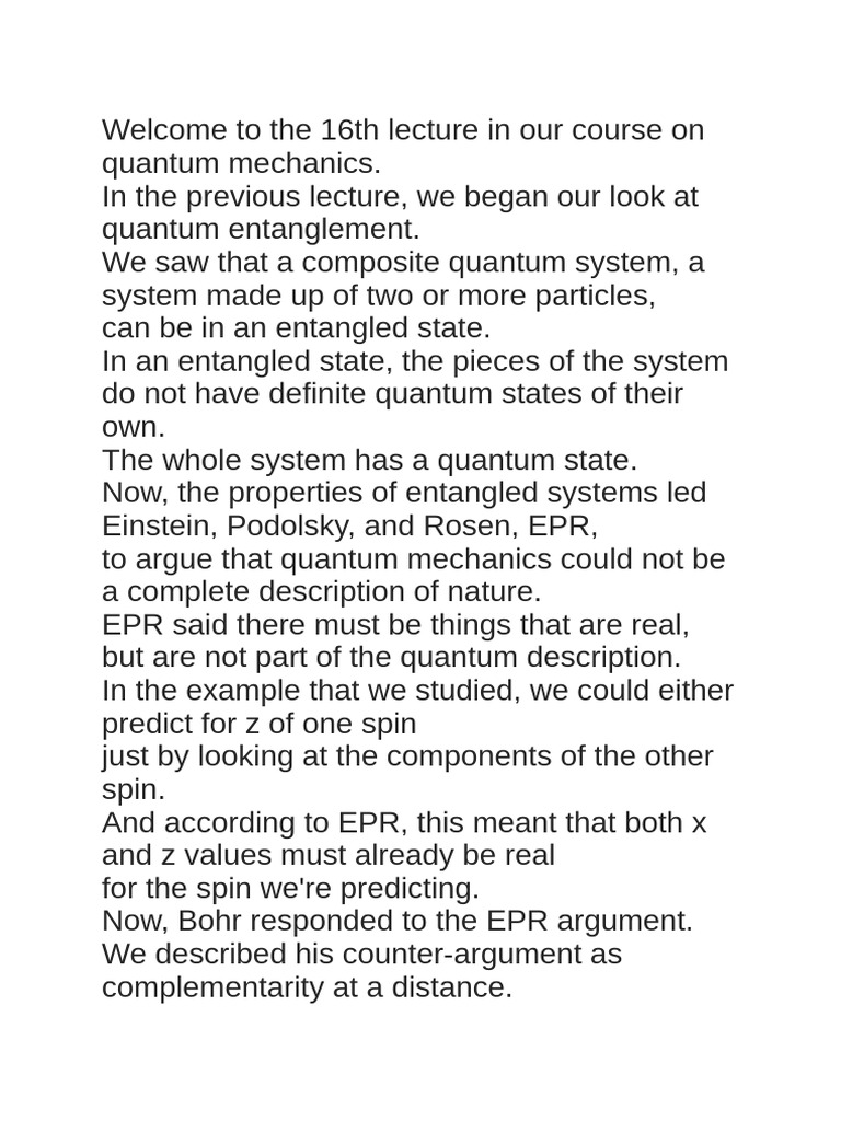 Understanding Bell's Theorem in Quantum Mechanics | PDF | Quantum ...