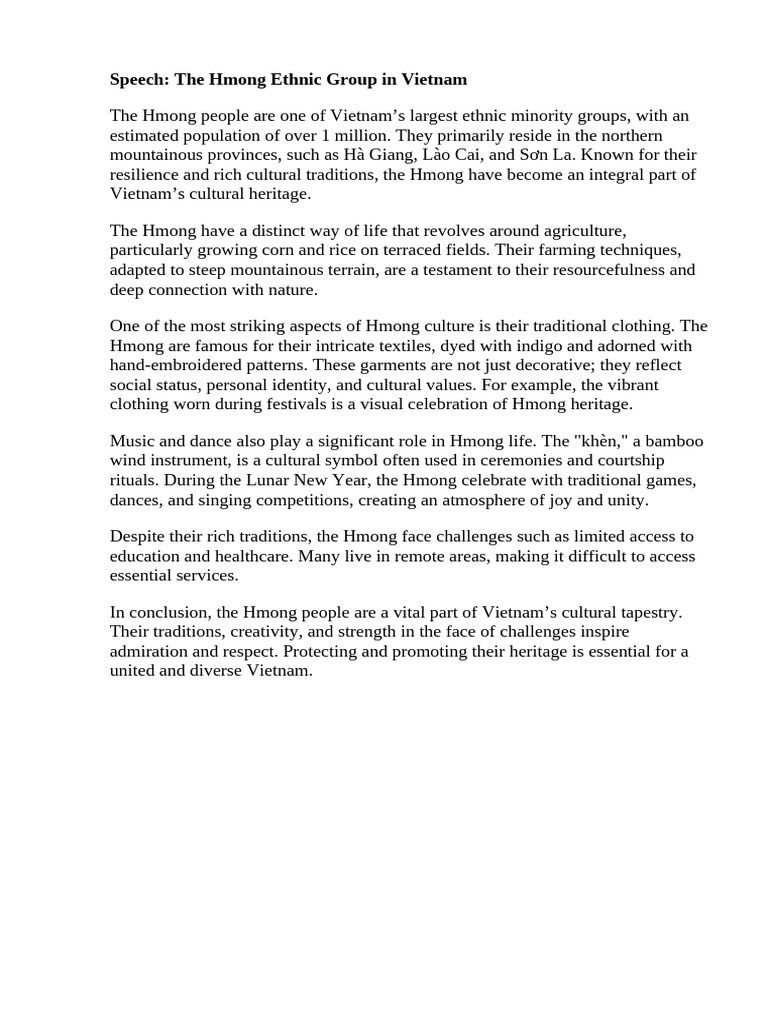 Hmong Ethnic Group in Vietnam: Culture & Challenges | PDF