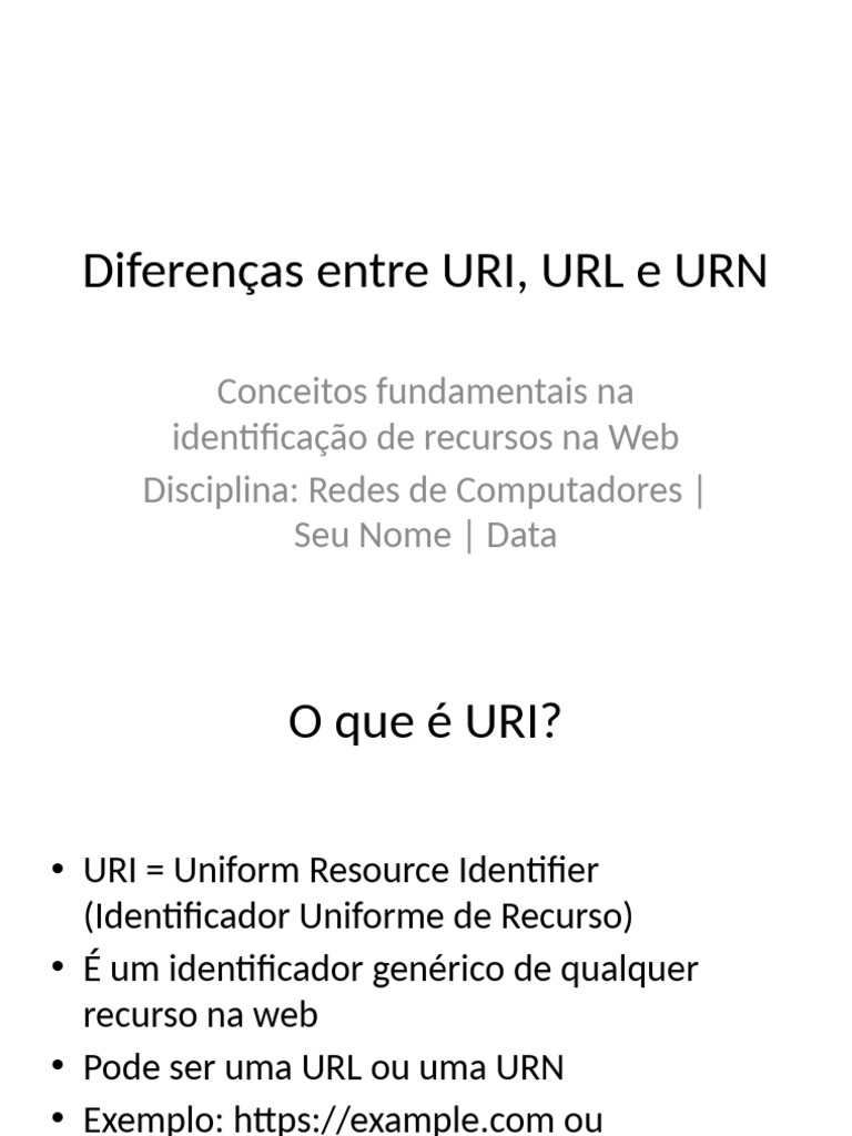Diferenças entre URI, URL e URN | PDF