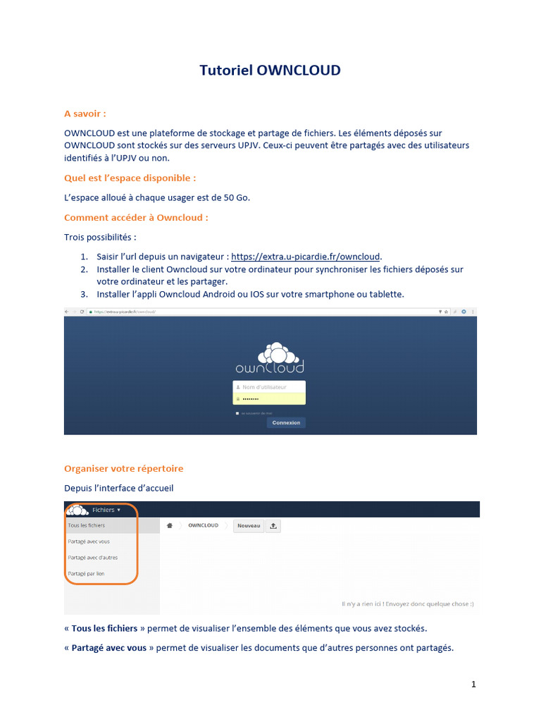 Tutoriel complet sur Owncloud UPJV | PDF | Fichier informatique ...