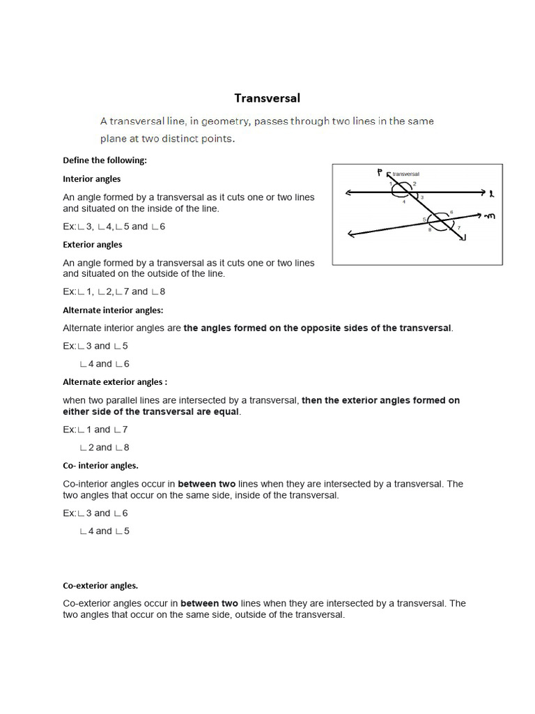 Understanding Transversal Angles | PDF