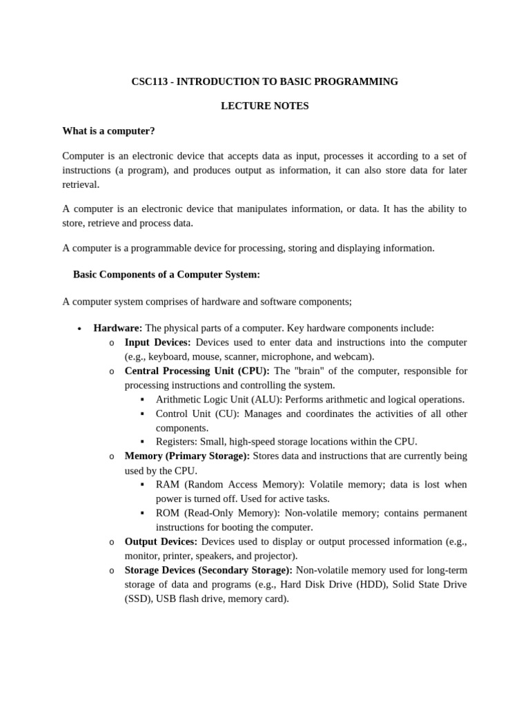 Introduction to Basic Programming Concepts | PDF | Computer Data ...