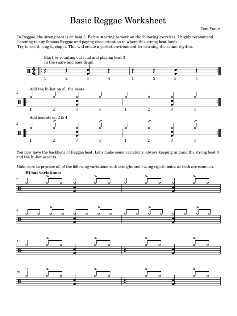 Reggae Rhythm Practice Worksheet | PDF | Reggae | Musical Forms