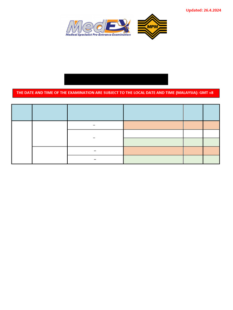 MedEx 2024 Exam Timetable and Details | PDF | Social Programs | Health ...