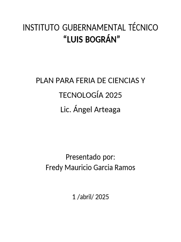 Feria de Ciencias y Tecnología 2025 IGTLB | PDF | Hipótesis | Experimentar
