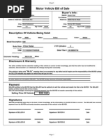 Ontario Used Vehicle Bill of Sale Template | PDF
