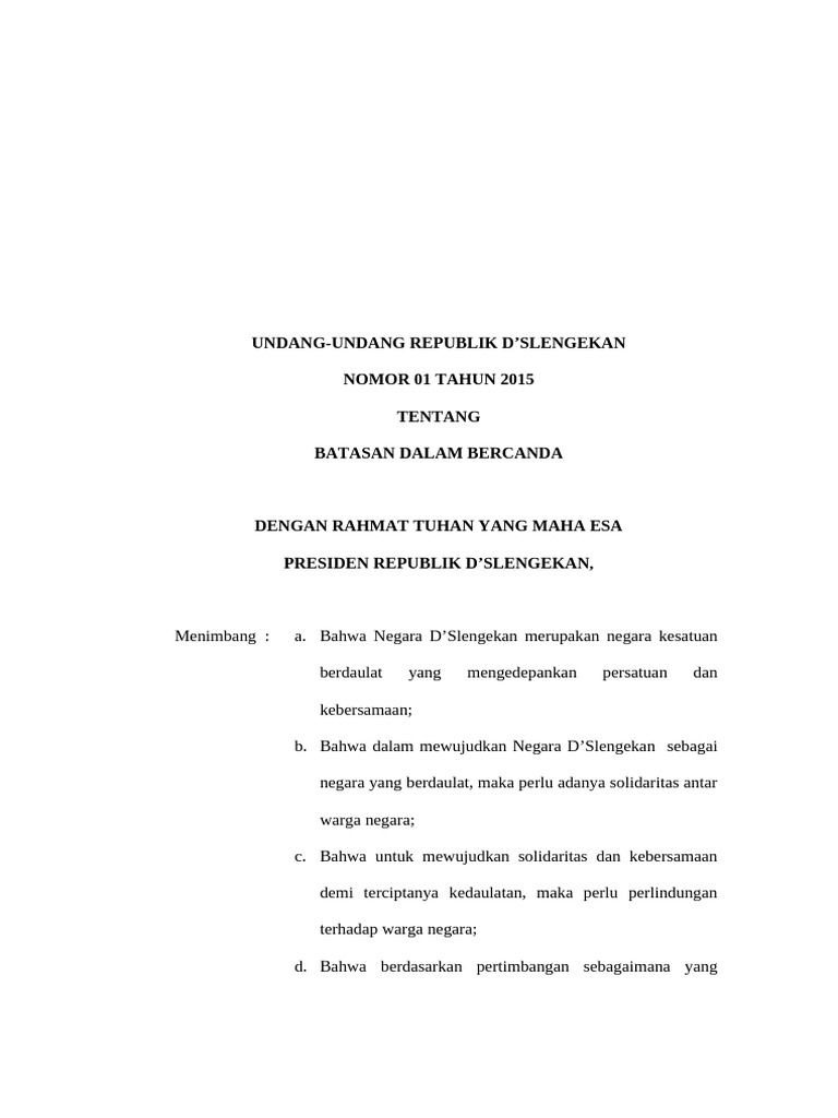 Batasan Bercanda di D'Slengekan | PDF