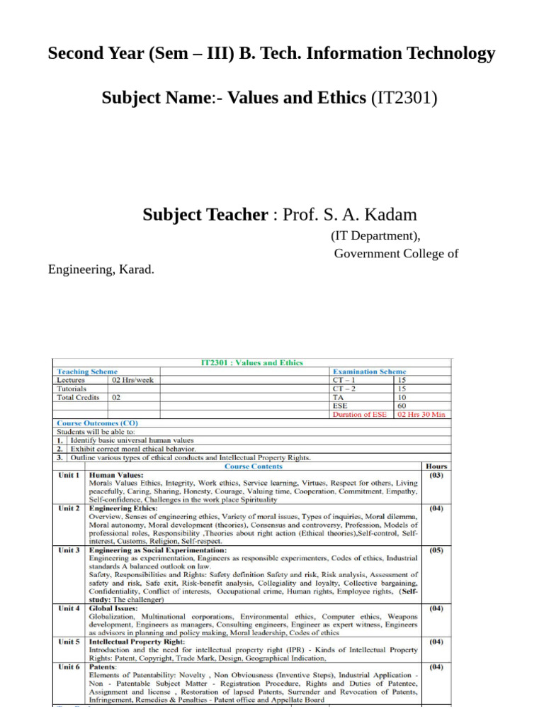 Human Values in Engineering Ethics | PDF | Morality | Learning