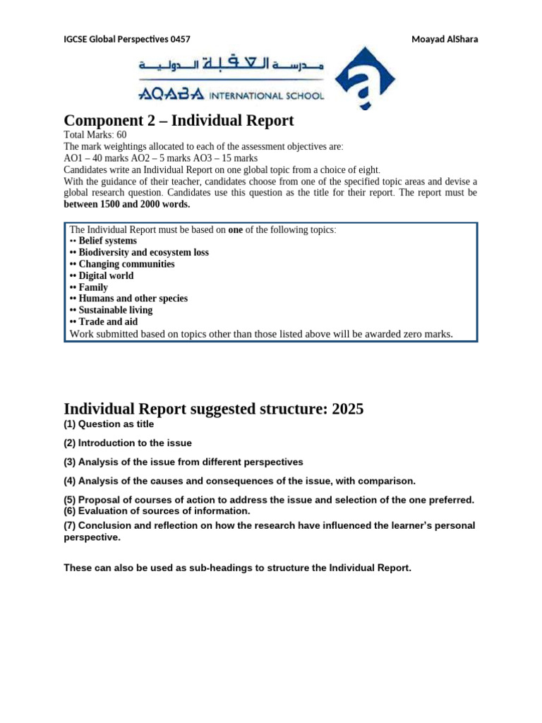 IGCSE Global Perspectives Report Guide | PDF | Refugee | Air Pollution