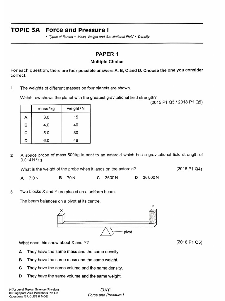 S3C3 Force and Pressure | PDF
