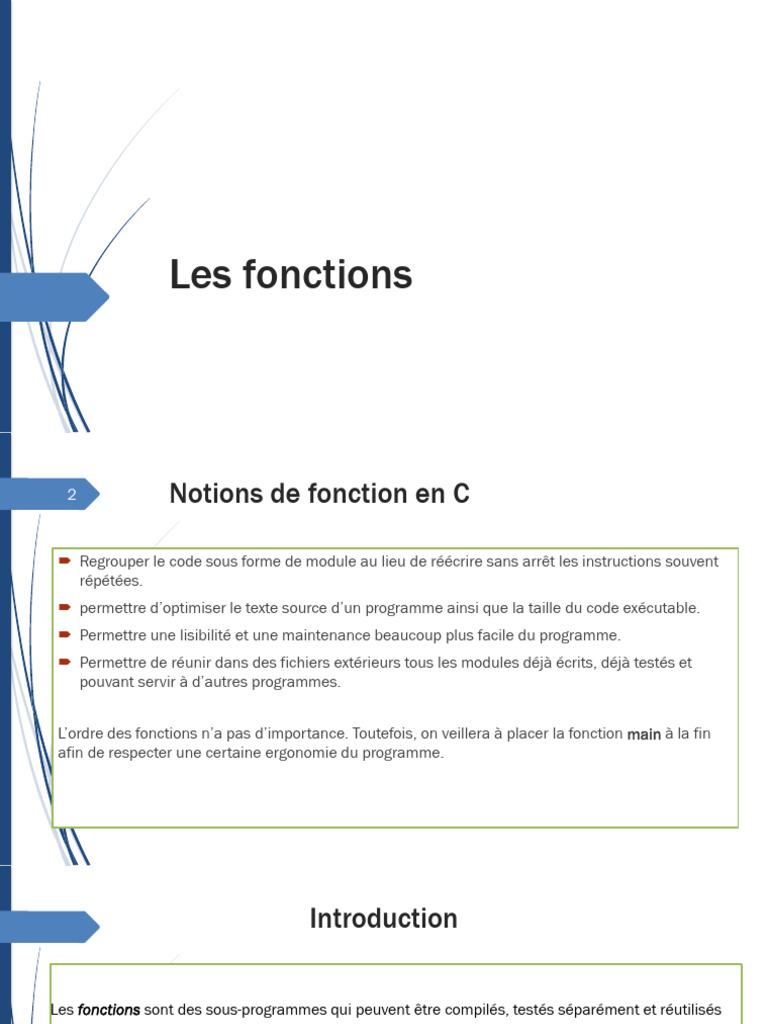 Fonctions en C : Définition et Utilisation | PDF | Type de données ...