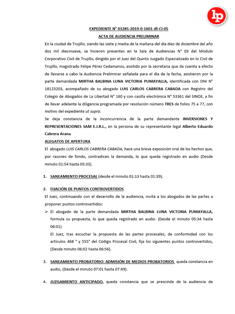 Exp. 03285 2019 0 LP | PDF | Justicia | Crimen y violencia