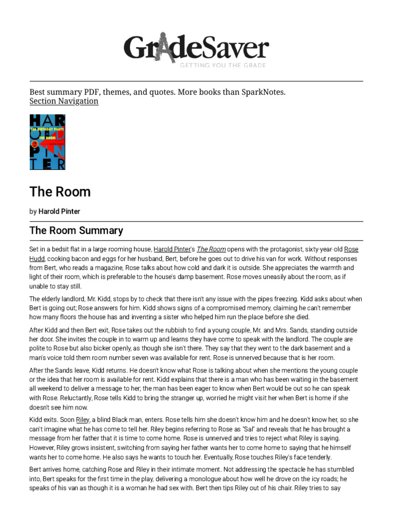 Summary of Pinter's The Room | PDF