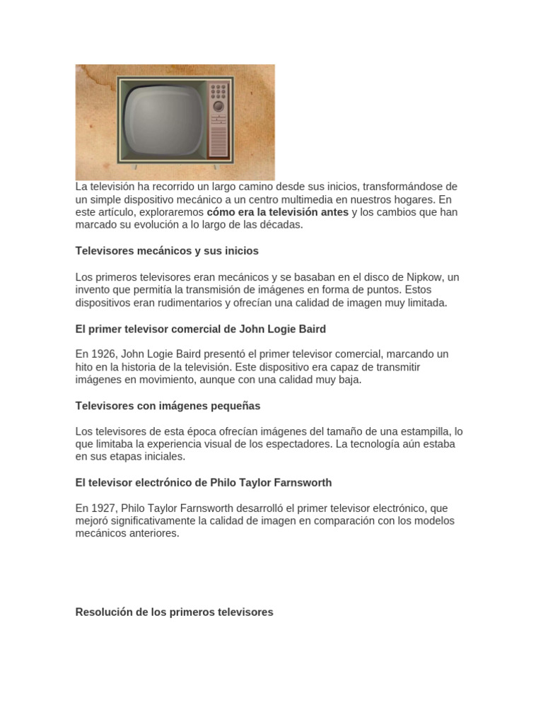 La televisión ha recorrido un largo camino desde sus inicios | PDF ...