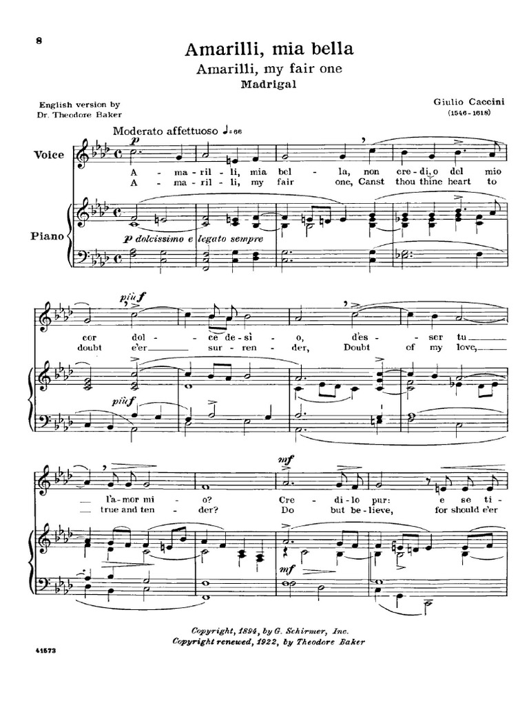 Caccini Amarilli Mia Bella Pdf